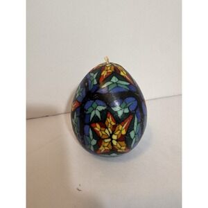 Candle Vintage 1990's Star Stained Glass Psychedelic Oval Egg‎ Shaped Glow Style